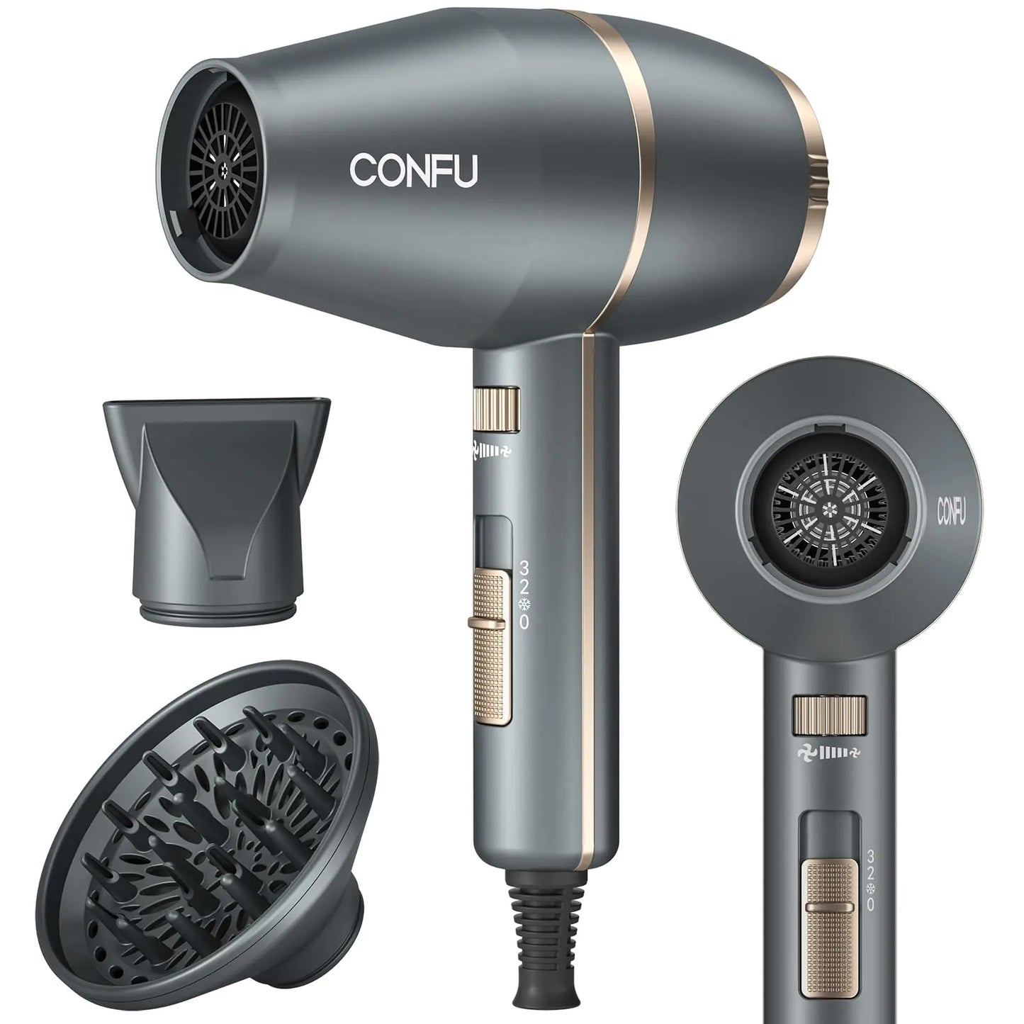 Hairdryer CONFU Hair Dryer with Diffuser Small Hair Dryer