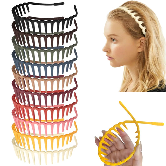 Kasmena 10 Pcs Plastic Headbands with Teeth