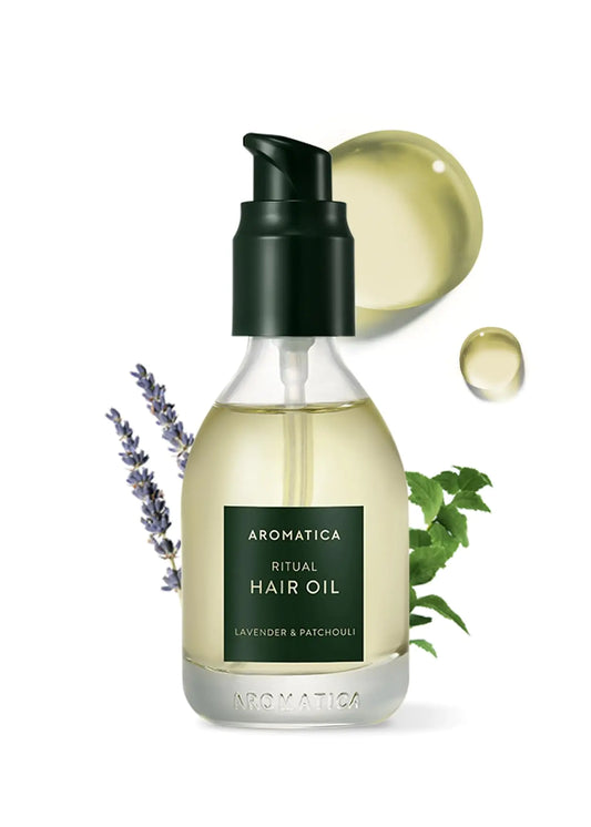 AROMATICA Ritual Lavender & Patchouli Hair Oil 50ml / 1.6 fl. oz - Nourishing Silicone-Free Hair Oil for Dry Curly Hair with Lavender Fragrance